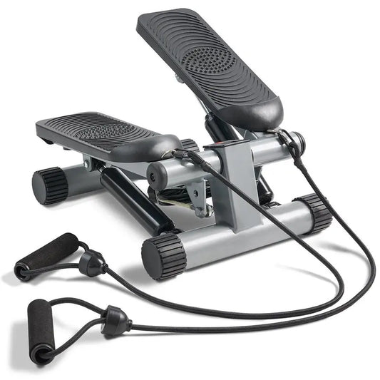 SUNNY Original Mini Stepper with Resistance Bands Whole Body Workout Home Gym Fitness Equipment Quiet Hydraulic Drive Compact Cardio Exercise Machine for Legs Glutes Core and Upper Body 300 Lbs Capacity