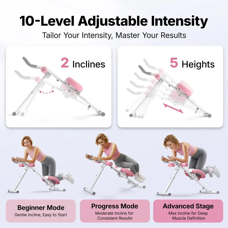 Merach Adjustable Ab Trainer Machine with LCD Monitor, 10-Level Adjustable Resistance, Foldable Ab Exercise Machine for Abs, Arm, Leg, Buttocks Shaper, Core & Ab Trainer at Home Gym for Women Backtoschool