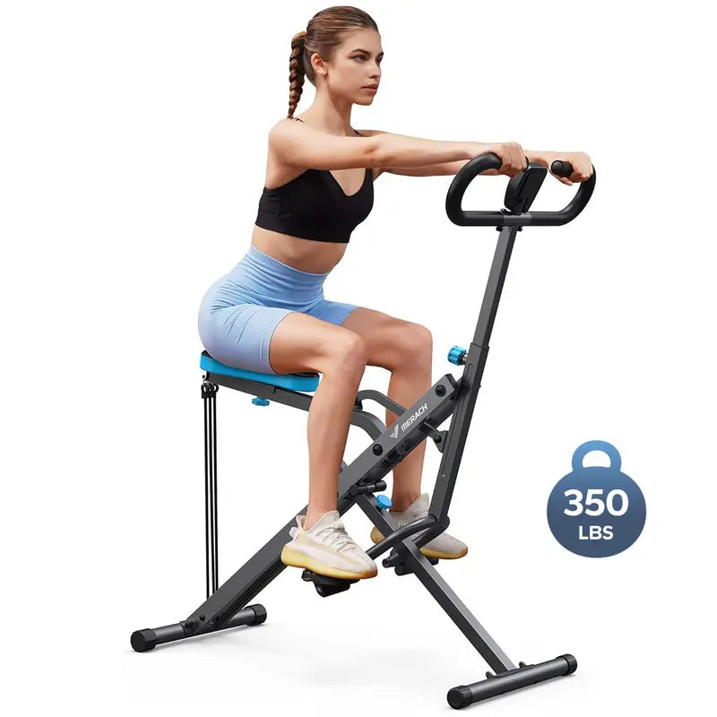 Merach 2-In-1 Squat Rowing Machine, Adjustable Resistance Glutes Leg Workout Equipment with LCD Monitor, 350LBS Capacity Home Gym Exercise for Women Backtoschool