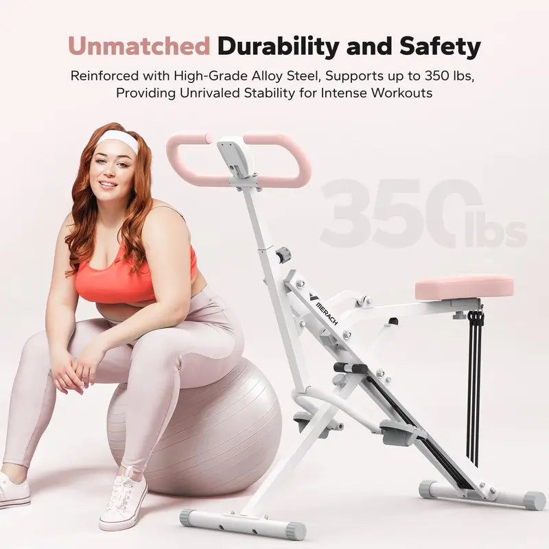 Merach 2-In-1 Squat Rowing Machine, Adjustable Resistance Glutes Leg Workout Equipment with LCD Monitor, 350LBS Capacity Home Gym Exercise for Women Backtoschool