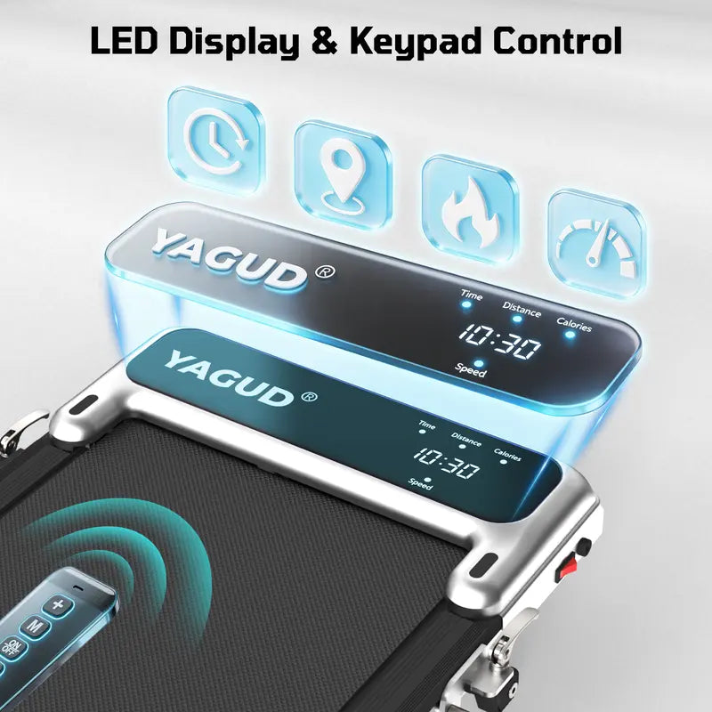 【Backtoschool】Yagud Walking Pad with Wheels,Remote Control, LED Display, Portable under Desk Treadmill for Small Spaces, Home/Office Exercise Equipment Fitness Workout Calories
