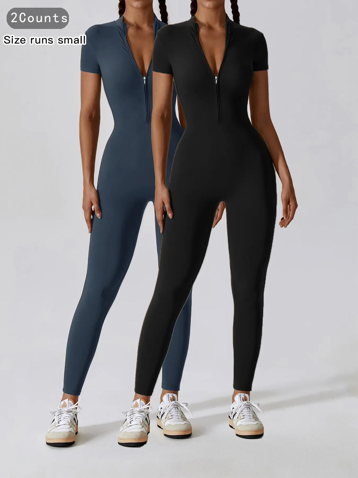 Women'S Solid Zipper Mock Neck Sports Jumpsuit, Sporty High Waist Quick Drying Jumpsuit for Yoga Gym Workout, Skinny Fit Jumpsuit, Tight Fitting Jumpsuit, Workout Jumpsuits
