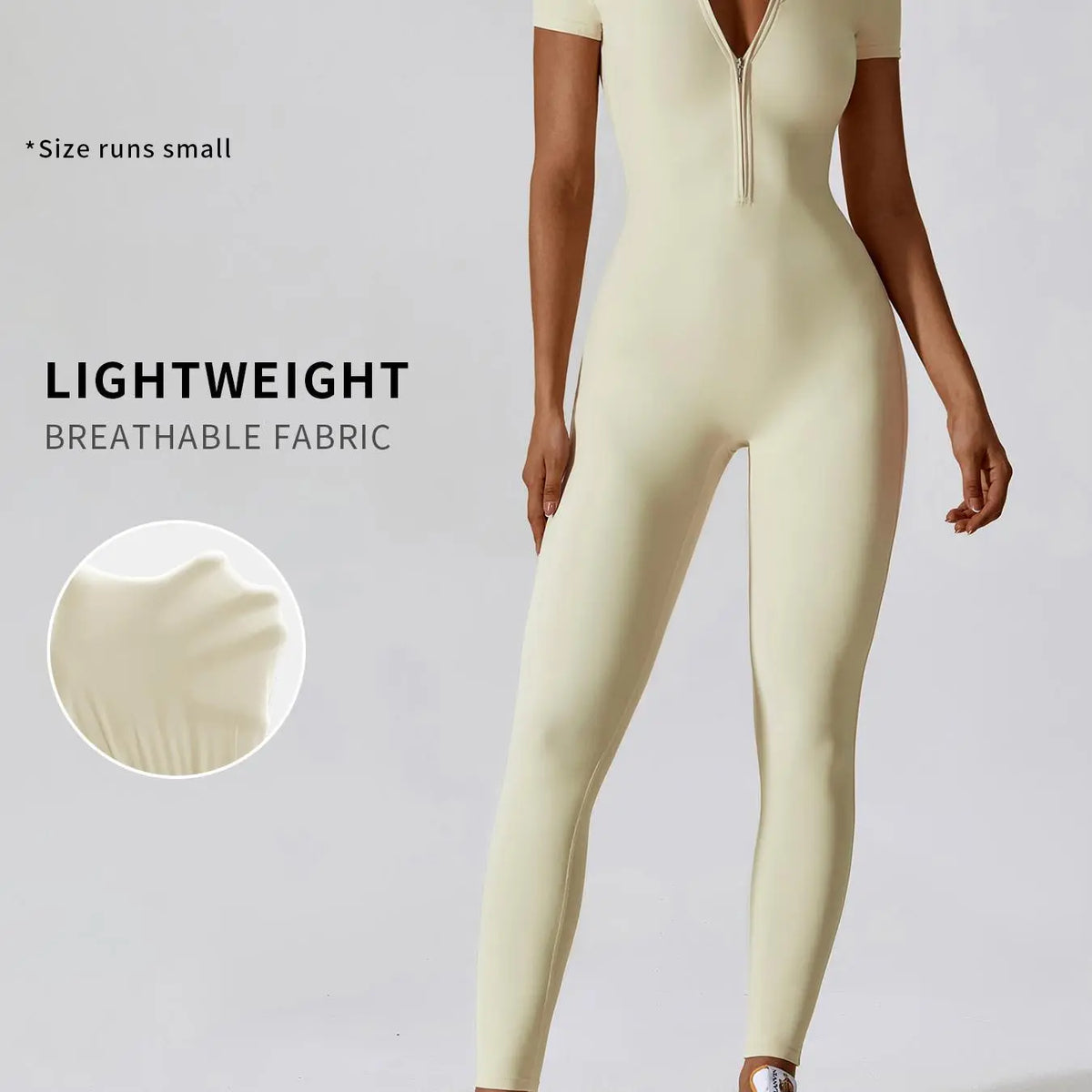 Women'S Solid Zipper Mock Neck Sports Jumpsuit, Sporty High Waist Quick Drying Jumpsuit for Yoga Gym Workout, Skinny Fit Jumpsuit, Tight Fitting Jumpsuit, Workout Jumpsuits