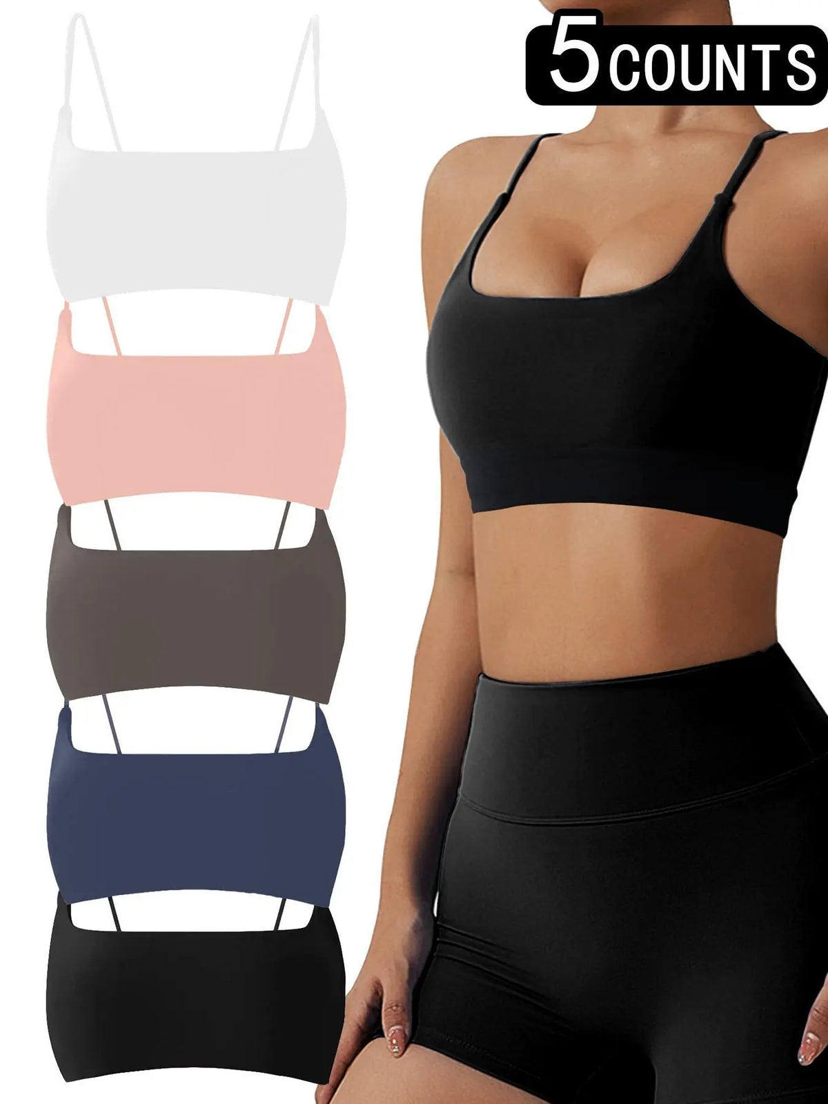 Women'S Solid Wireless Sports Bra, Sporty Breathable Comfortable Bra, Ladies Sportswear for Yoga Gym, Stretch Sports Bra
