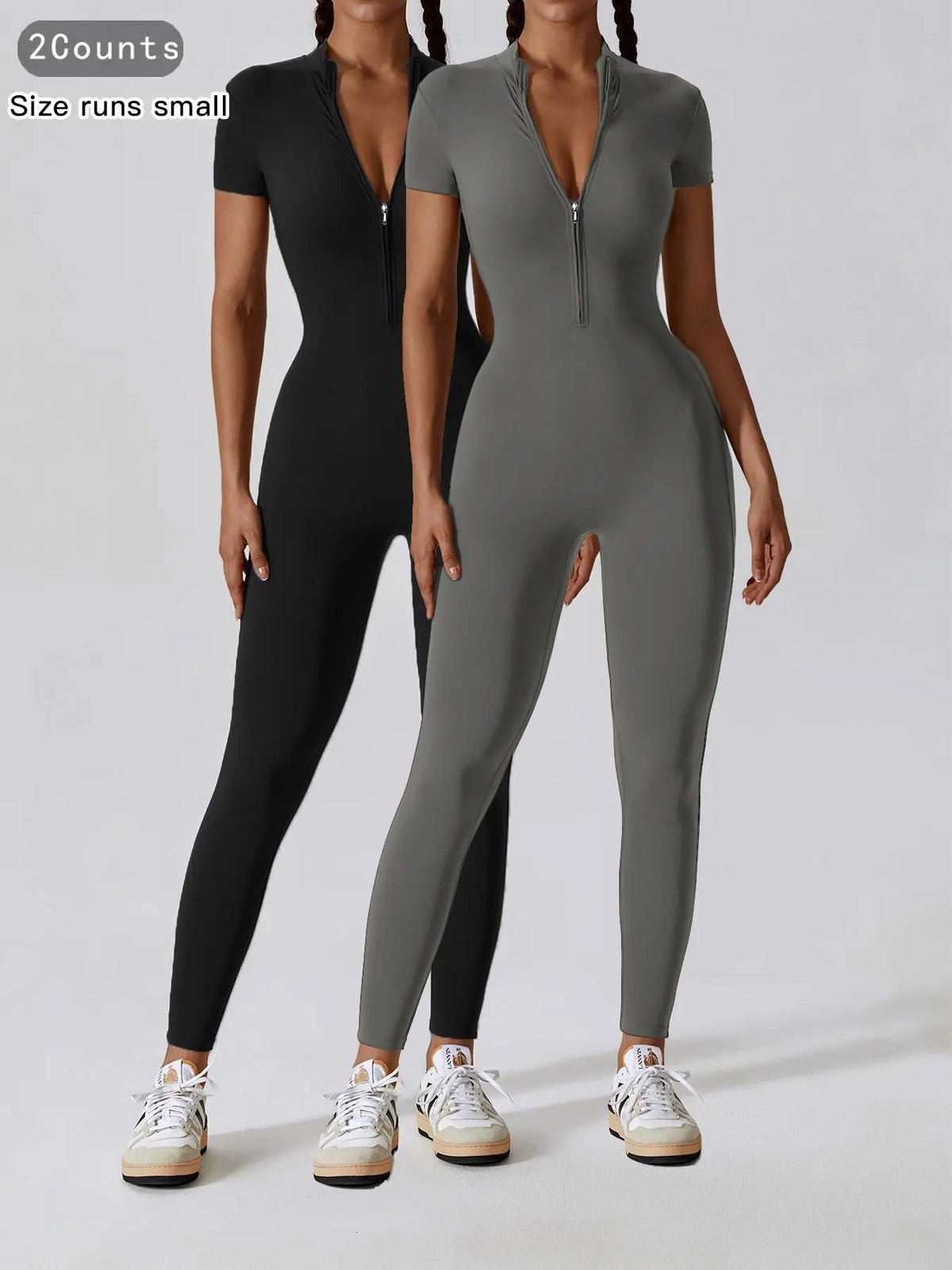 Women'S Solid Zipper Mock Neck Sports Jumpsuit, Sporty High Waist Quick Drying Jumpsuit for Yoga Gym Workout, Skinny Fit Jumpsuit, Tight Fitting Jumpsuit, Workout Jumpsuits