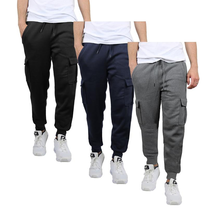 Men'S 3 Pack Fleece Active Athletic Jogger Sweatpants with Drawstring Sizes S-2XL Breathable