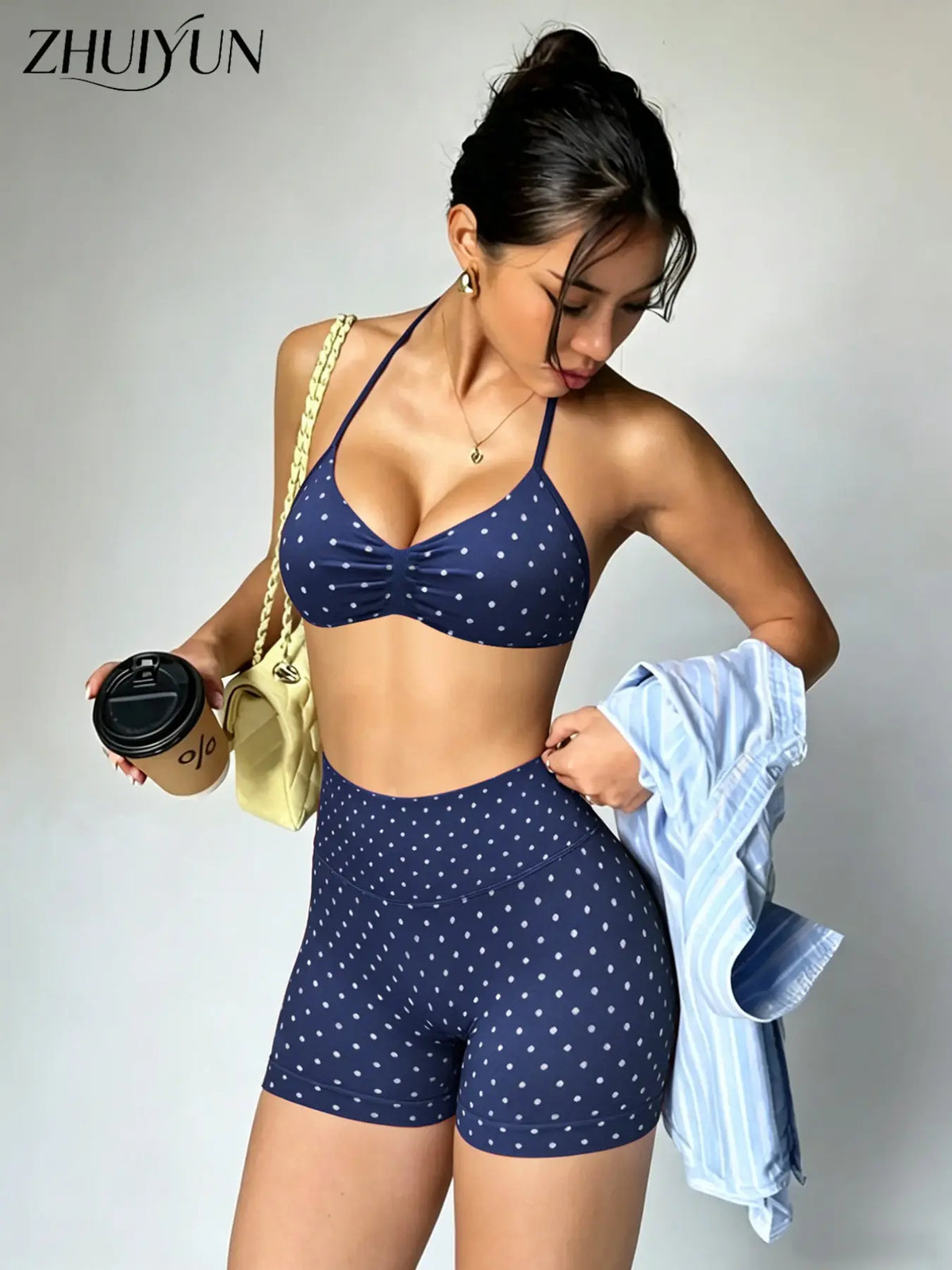 New Women'S Sporty Yoga Set, Athletic Clothing Set, High-Waist Tight-Fitting Shorts and Tank Top, Summer Fitness for Running and Gym, High Stretch Activewear