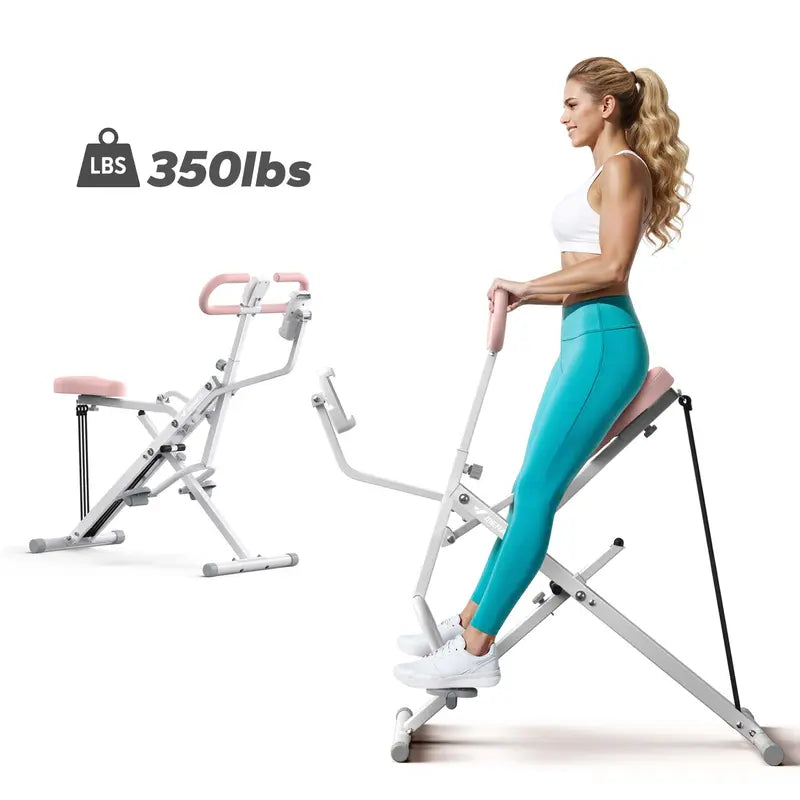 Merach 2-In-1 Squat Rowing Machine, Adjustable Resistance Glutes Leg Workout Equipment with LCD Monitor, 350LBS Capacity Home Gym Exercise for Women Backtoschool
