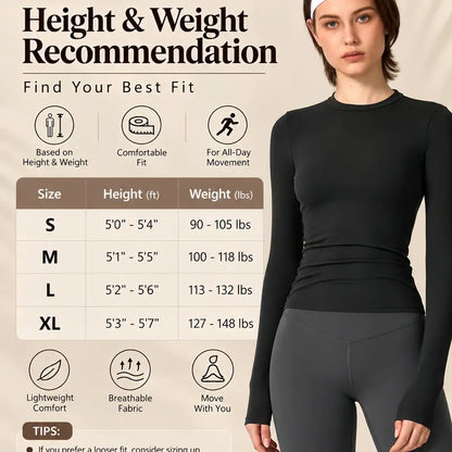 TIMEOFF Women'S Plain Nylon Blend Long Sleeve Gym Workout Apparel, Mock Neck Slim Fit Athletic Shirt, Thumb-Hole Cuffs, Stretchy Soft Breathable Fabric, Snug Non-Restrictive Women'S Clothes, Ideal for Yoga, Gym Training, Everyday Tops