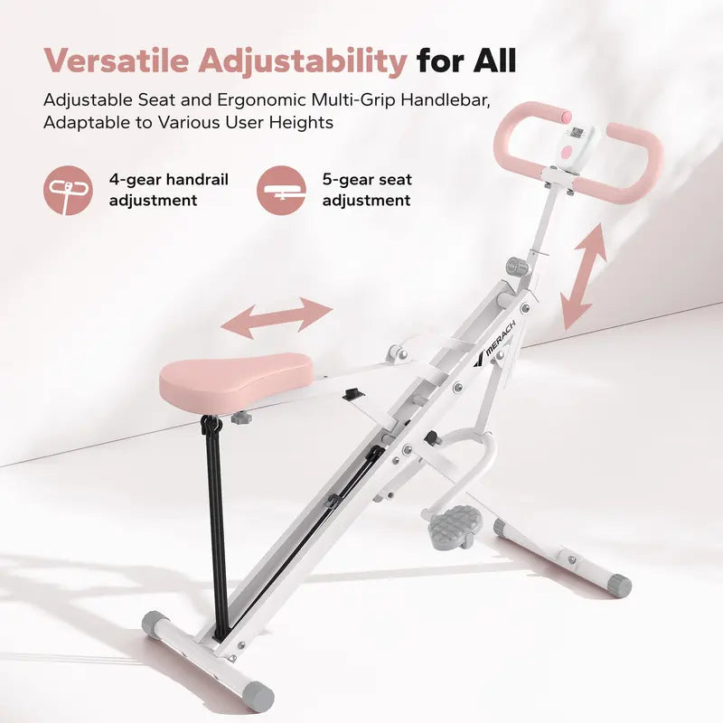 Merach 2-In-1 Squat Rowing Machine, Adjustable Resistance Glutes Leg Workout Equipment with LCD Monitor, 350LBS Capacity Home Gym Exercise for Women Backtoschool