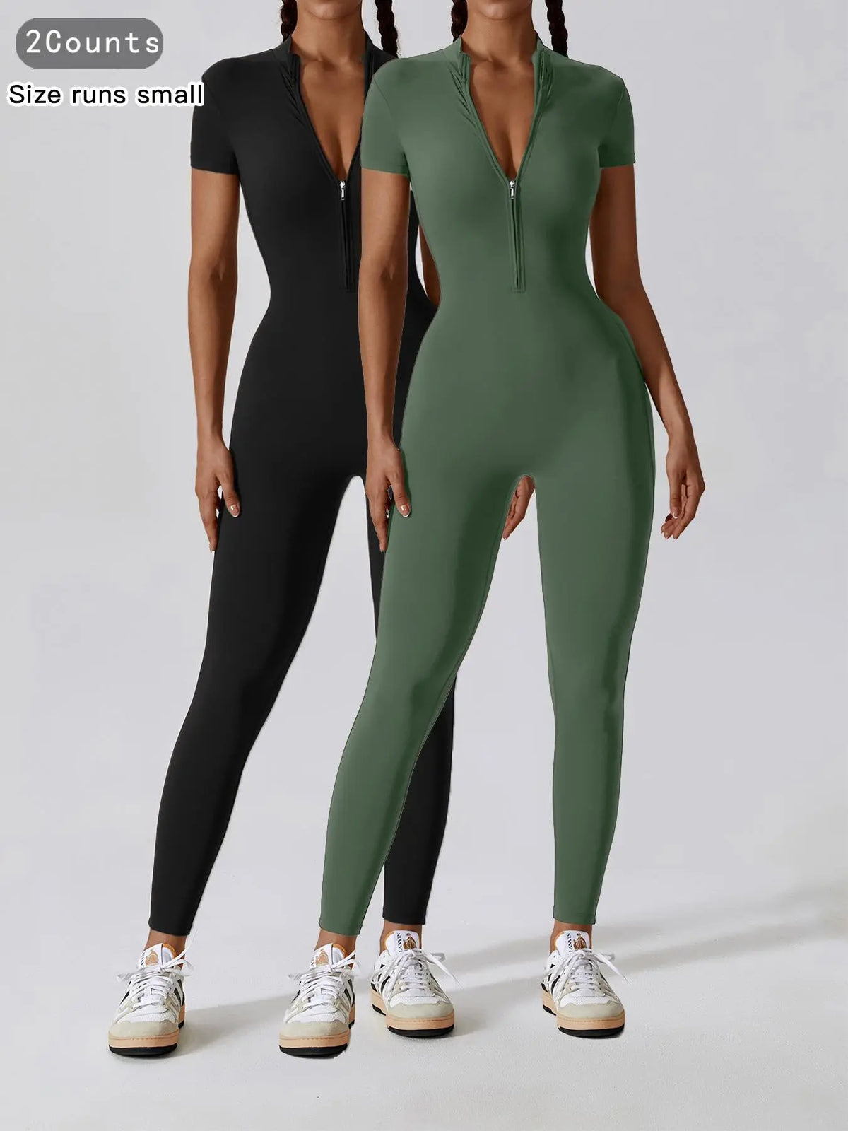 Women'S Solid Zipper Mock Neck Sports Jumpsuit, Sporty High Waist Quick Drying Jumpsuit for Yoga Gym Workout, Skinny Fit Jumpsuit, Tight Fitting Jumpsuit, Workout Jumpsuits