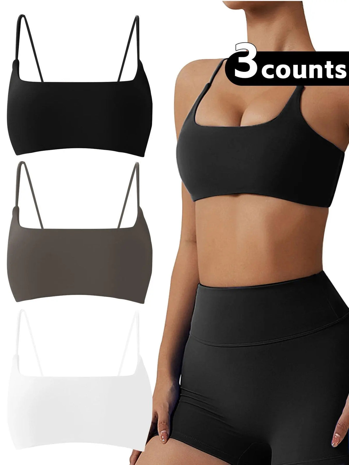 Women'S Solid Wireless Sports Bra, Sporty Breathable Comfortable Bra, Ladies Sportswear for Yoga Gym, Stretch Sports Bra