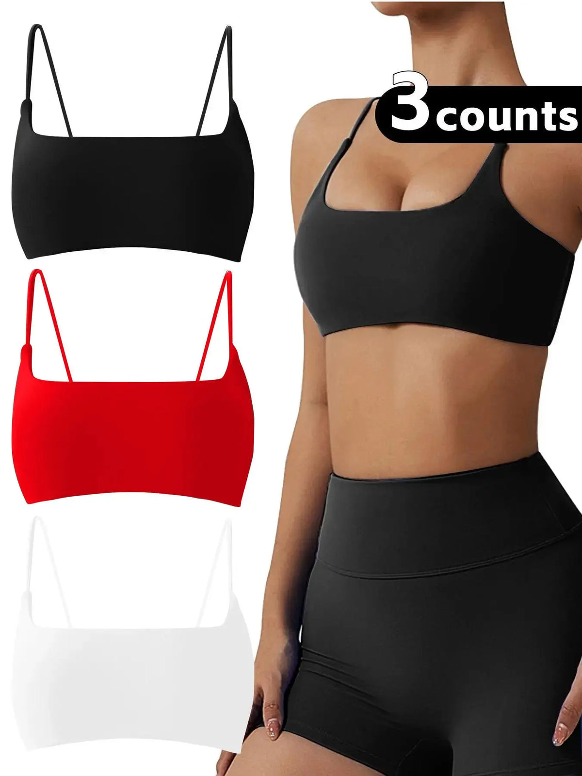 Women'S Solid Wireless Sports Bra, Sporty Breathable Comfortable Bra, Ladies Sportswear for Yoga Gym, Stretch Sports Bra