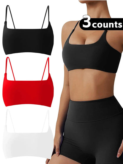 Women'S Solid Wireless Sports Bra, Sporty Breathable Comfortable Bra, Ladies Sportswear for Yoga Gym, Stretch Sports Bra