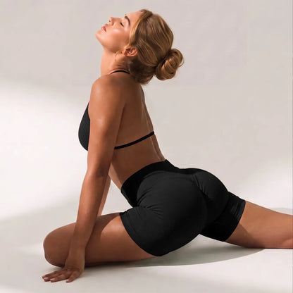 New Women'S Sporty Yoga Set, Athletic Clothing Set, High-Waist Tight-Fitting Shorts and Tank Top, Summer Fitness for Running and Gym, High Stretch Activewear