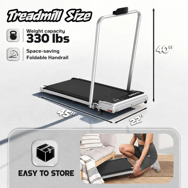 【Backtoschool】Yagud Walking Pad with Wheels,Remote Control, LED Display, Portable under Desk Treadmill for Small Spaces, Home/Office Exercise Equipment Fitness Workout Calories