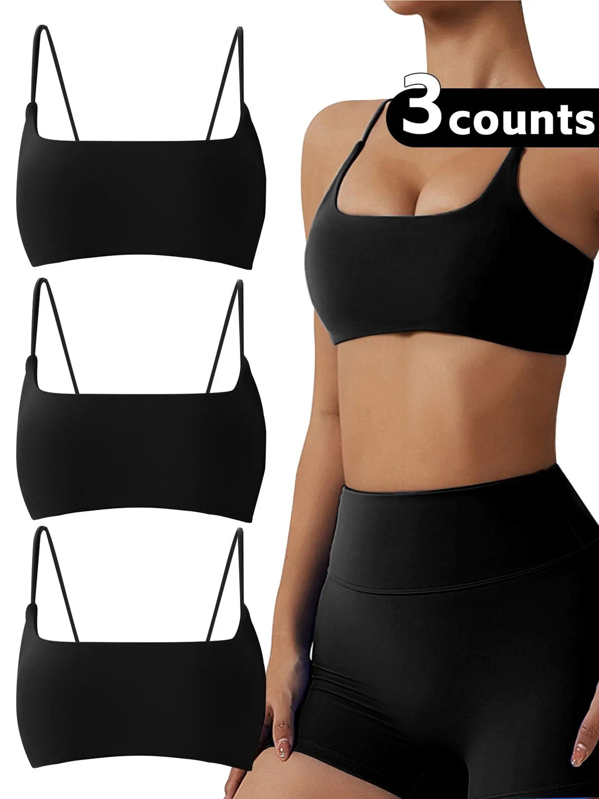 Women'S Solid Wireless Sports Bra, Sporty Breathable Comfortable Bra, Ladies Sportswear for Yoga Gym, Stretch Sports Bra