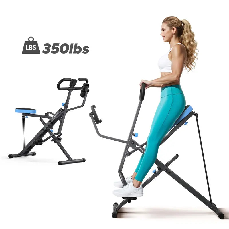 Merach 2-In-1 Squat Rowing Machine, Adjustable Resistance Glutes Leg Workout Equipment with LCD Monitor, 350LBS Capacity Home Gym Exercise for Women Backtoschool