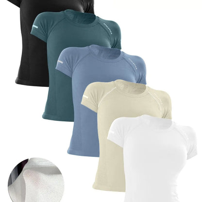 Women'S Yoga Letter round Neck Sport Short Sleeve T-Shirt, Workout Shirts, High Stretch Athletic Breathable Fitness Running Yoga Wear, All Seasons Casual Top