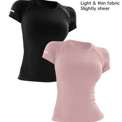 Women'S Yoga Letter round Neck Sport Short Sleeve T-Shirt, Workout Shirts, High Stretch Athletic Breathable Fitness Running Yoga Wear, All Seasons Casual Top