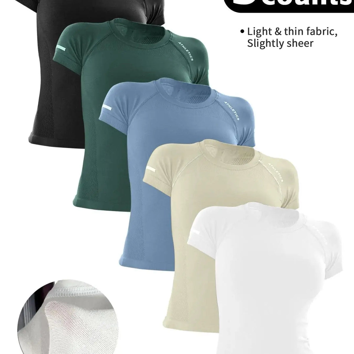 Women'S Yoga Letter round Neck Sport Short Sleeve T-Shirt, Workout Shirts, High Stretch Athletic Breathable Fitness Running Yoga Wear, All Seasons Casual Top
