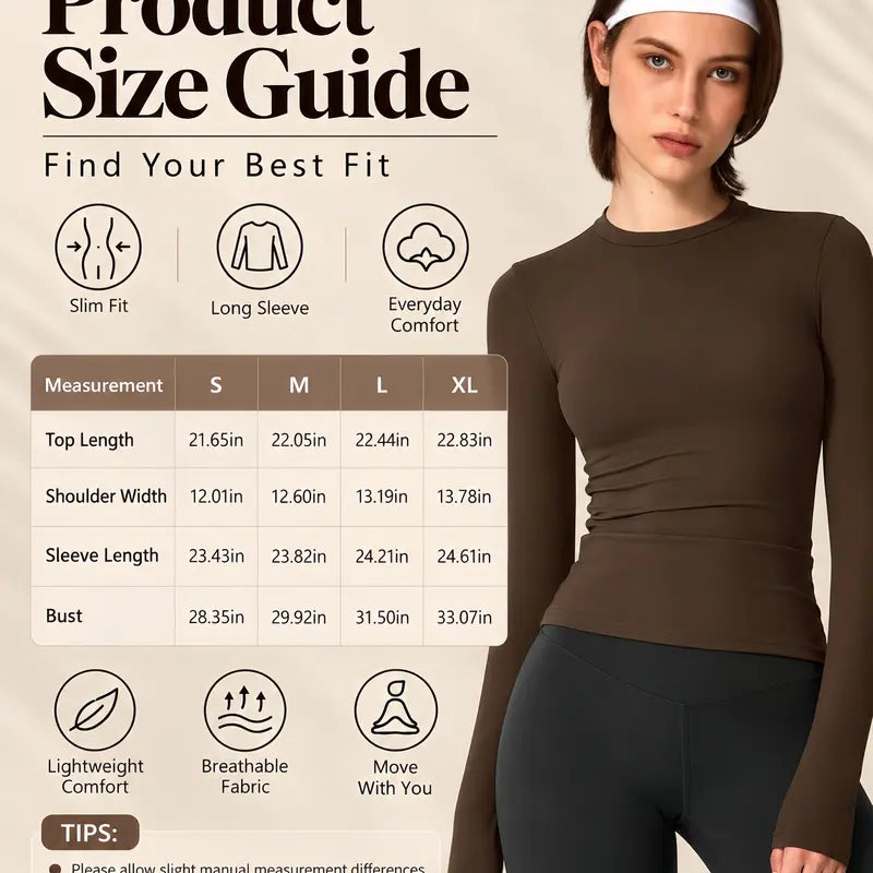TIMEOFF Women'S Plain Nylon Blend Long Sleeve Gym Workout Apparel, Mock Neck Slim Fit Athletic Shirt, Thumb-Hole Cuffs, Stretchy Soft Breathable Fabric, Snug Non-Restrictive Women'S Clothes, Ideal for Yoga, Gym Training, Everyday Tops