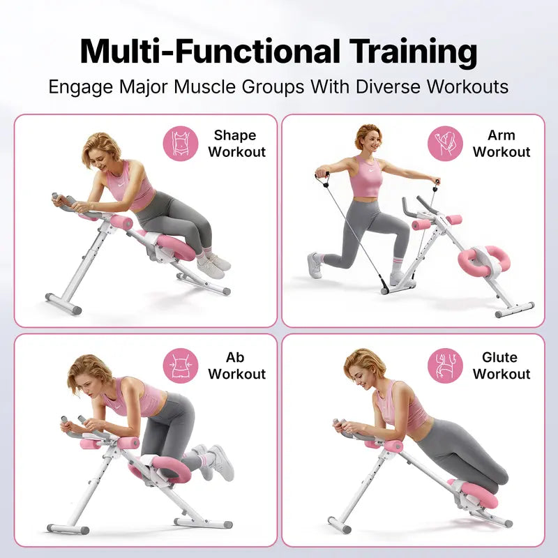 Merach Adjustable Ab Trainer Machine with LCD Monitor, 10-Level Adjustable Resistance, Foldable Ab Exercise Machine for Abs, Arm, Leg, Buttocks Shaper, Core & Ab Trainer at Home Gym for Women Backtoschool
