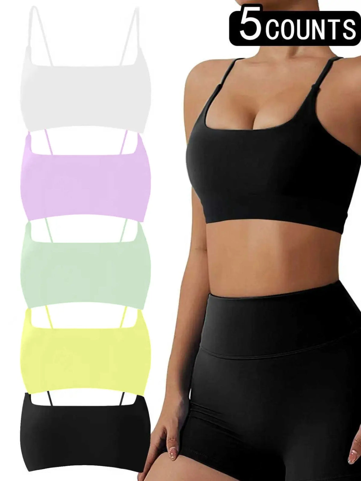 Women'S Solid Wireless Sports Bra, Sporty Breathable Comfortable Bra, Ladies Sportswear for Yoga Gym, Stretch Sports Bra