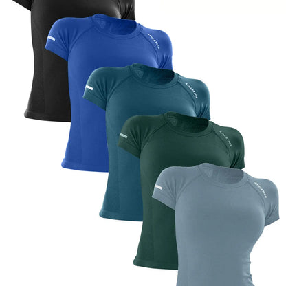 Women'S Yoga Letter round Neck Sport Short Sleeve T-Shirt, Workout Shirts, High Stretch Athletic Breathable Fitness Running Yoga Wear, All Seasons Casual Top