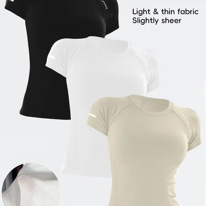 Women'S Yoga Letter round Neck Sport Short Sleeve T-Shirt, Workout Shirts, High Stretch Athletic Breathable Fitness Running Yoga Wear, All Seasons Casual Top